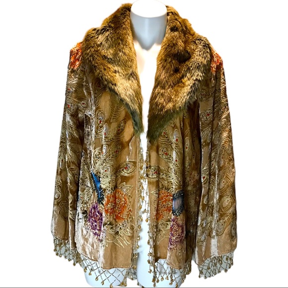 Boston Proper Jackets & Blazers - 🎅🏻Boston Proper Velvet Burnout Peacock Wrap